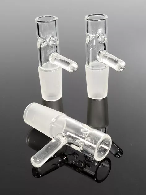 18mm Clear glass pinched male bowl with handle