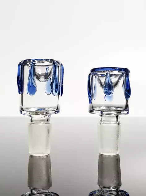 18mm clear glass with blue drips male bowl