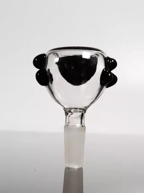 2" Clear male bowl with black marbles