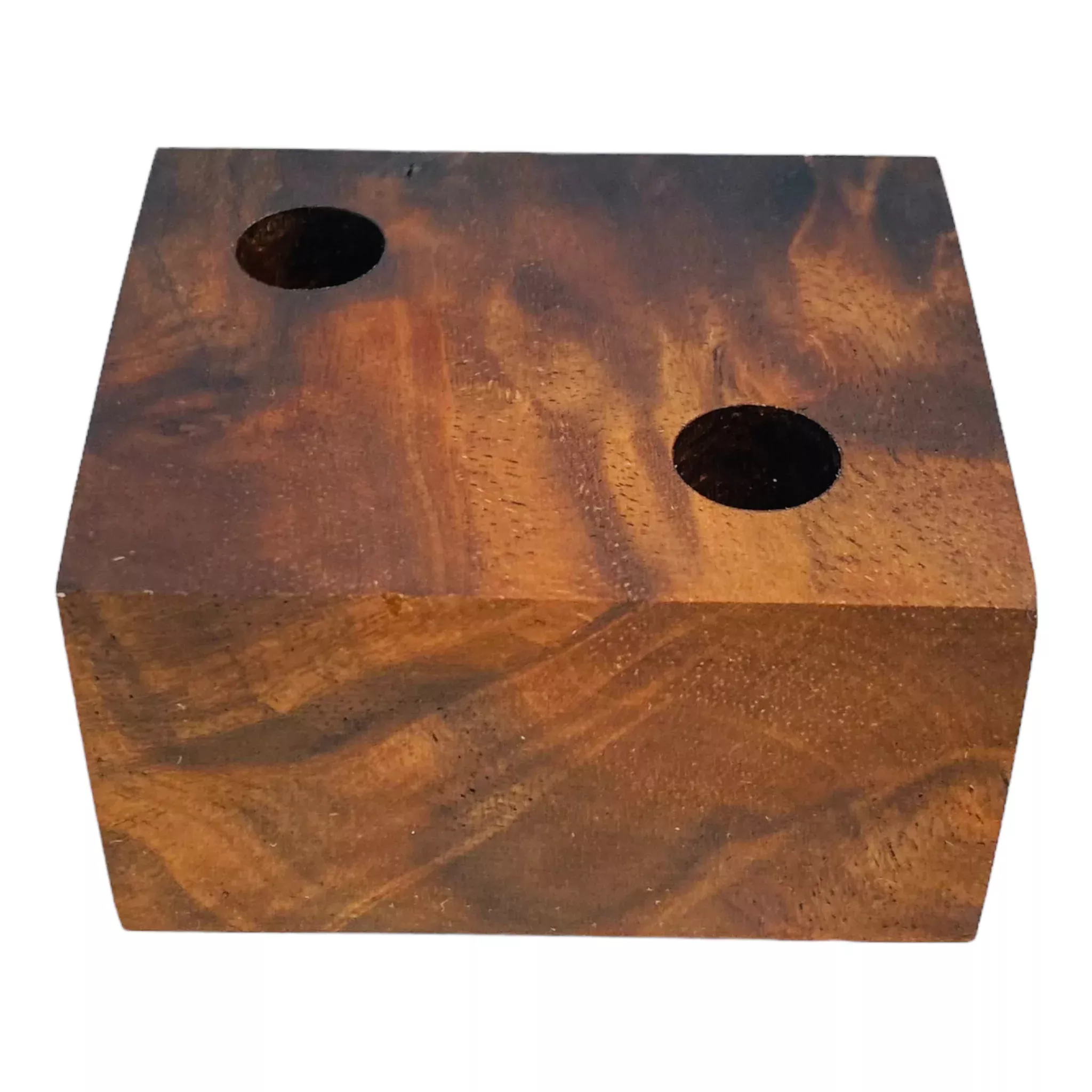2 Hole Wood Display Stand Holder For 14mm Bong Bowl Pieces Or Quartz Bangers Black Walnut Burl