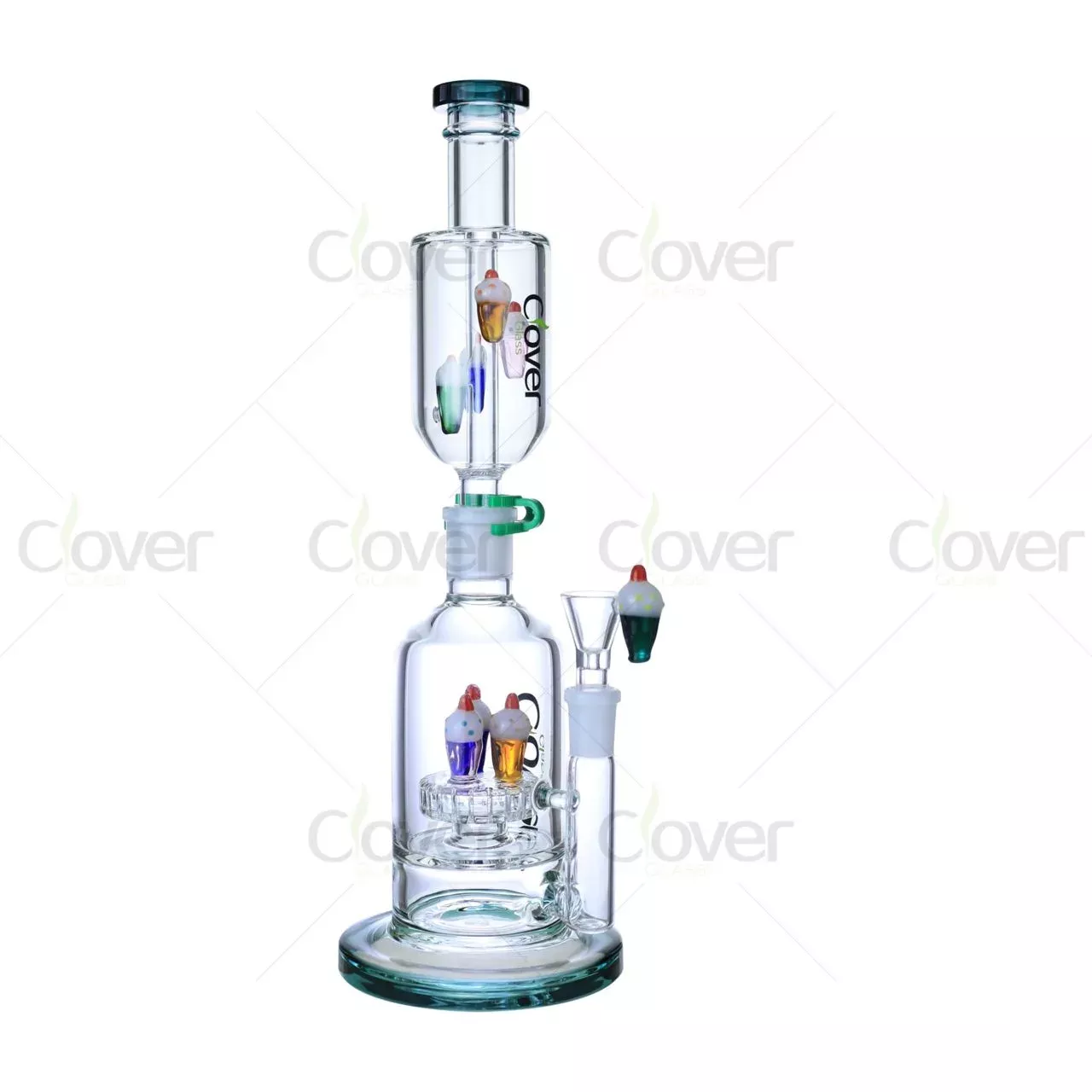 20.08″ 5mm Dual Chamber Ice Cream Ornament Straight Tube Bong | Wholesale Two-Part Detachable Glass Water Pipe