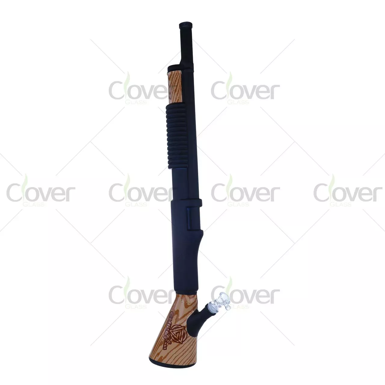 27.17″ Shotgun-Themed Glass Bong – Realistic Gun Design with Wood Grain Finish, 5mm Thick