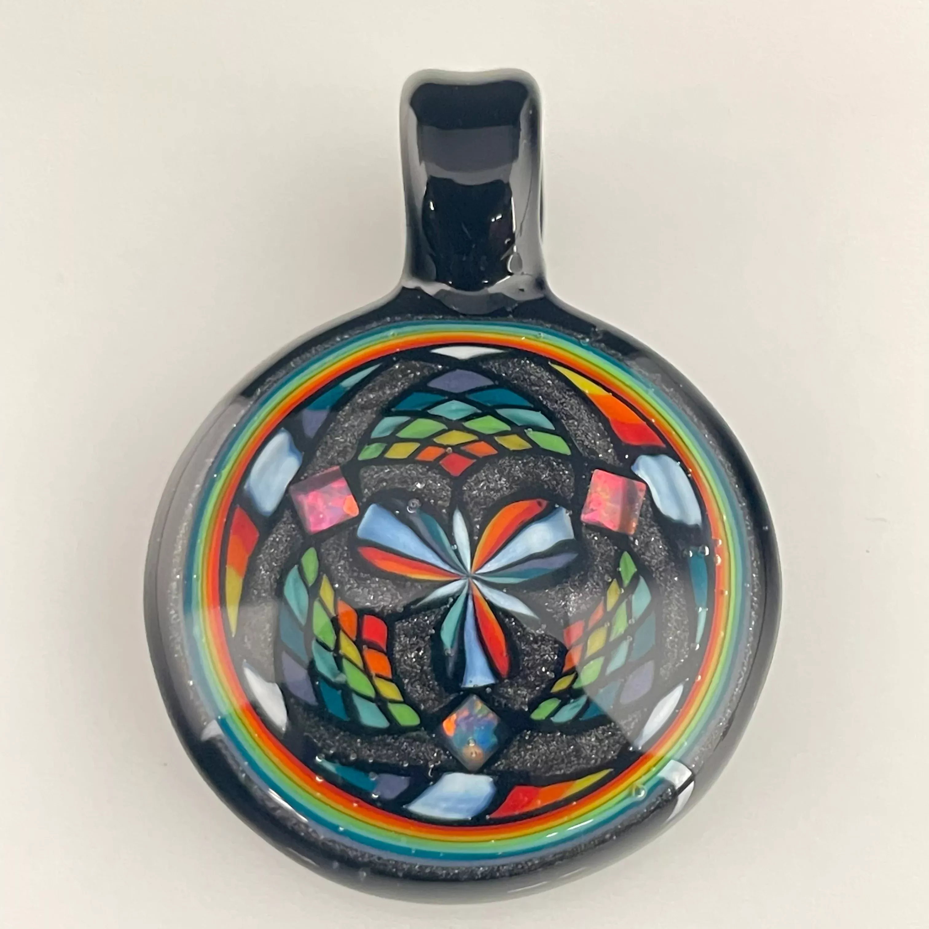 3 Opal Inlay Fillacello Pendant by Miyagi Glass