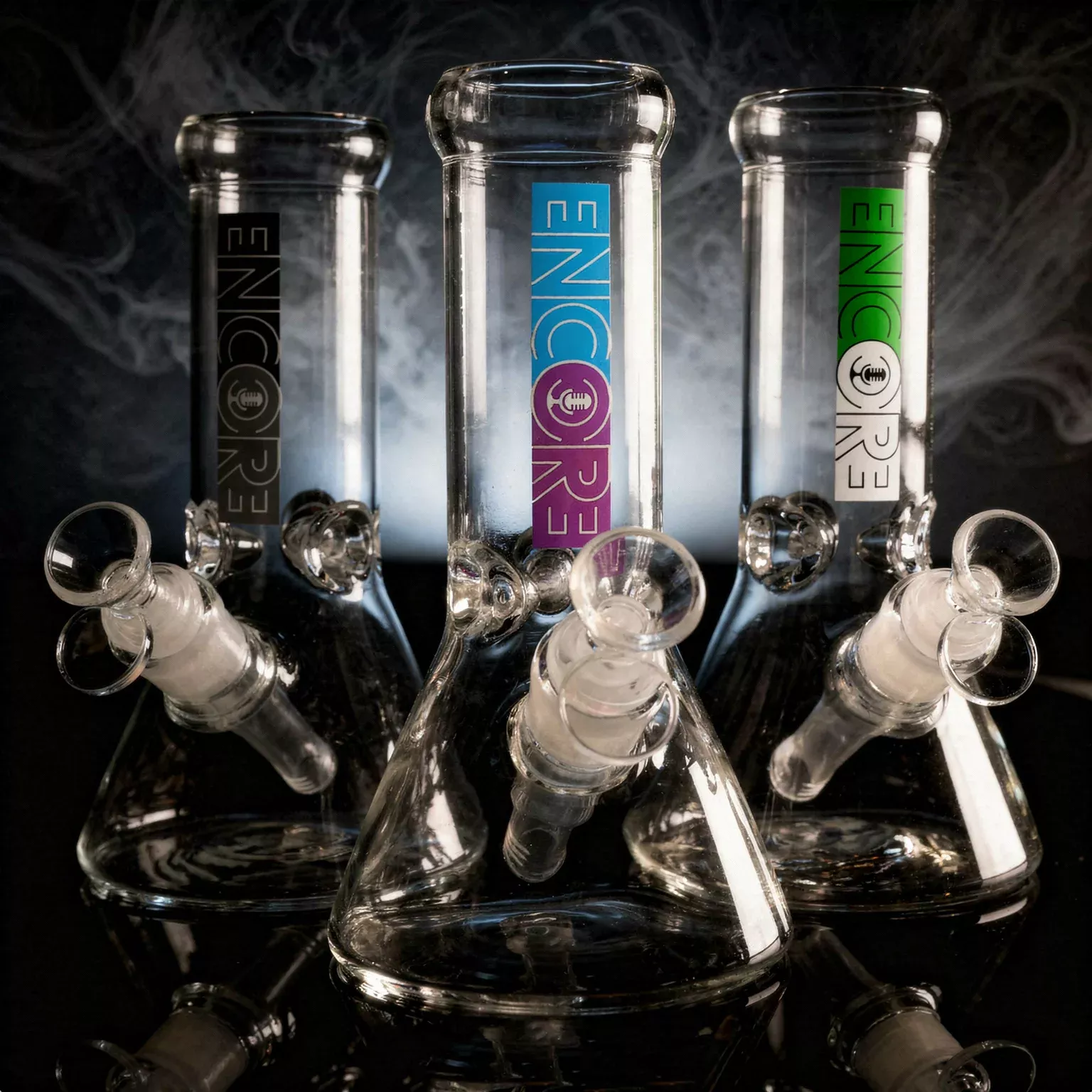 3 PACK 8" Encore Collection Heavy Mini Clear Beaker Bong