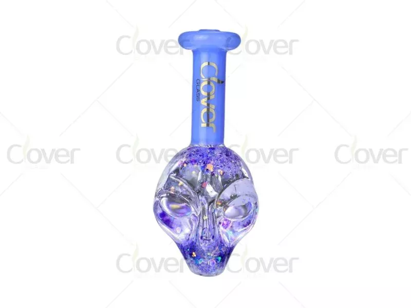 4.3 Inch Glow in the Dark Skull Best Freeze Pipe | Luminous Core | Mixed Colors | Clover Glass