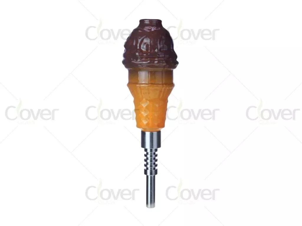 4.4 Inch Ice Cream Style Glass Nectar Collector | NC Dab Straw | Stainless Steel Tip Kit