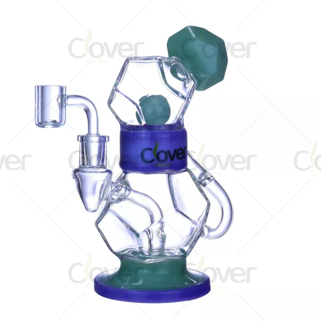 4.87-Inch Gemstone Recycler Dab Rig | Compact and Unique Design by Clover Glass