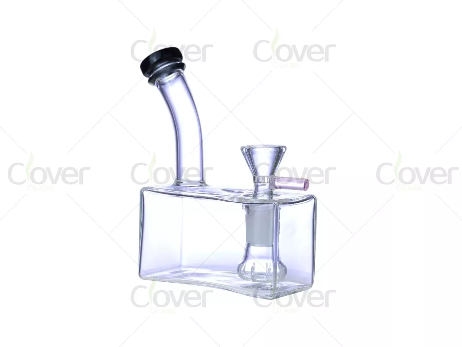 4.9 Inch Cube Base Glass Bubbler Bong with Curved Mouthpiece | Mixed Colors | 6pcs Display Box