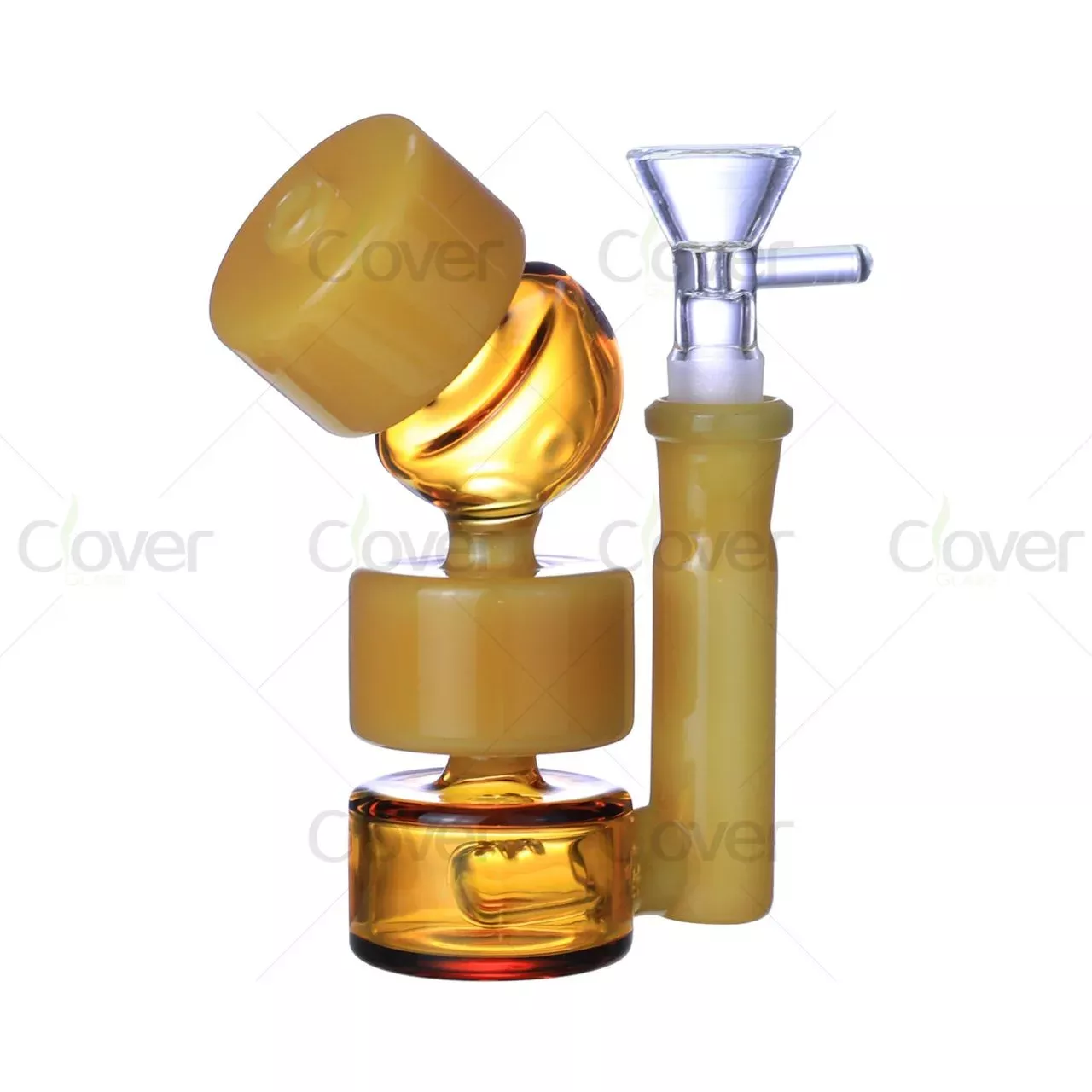 4.92″ 5mm Amber Stacked Cube Glass Ash Catcher / Dab Rig | Wholesale Water Pipe