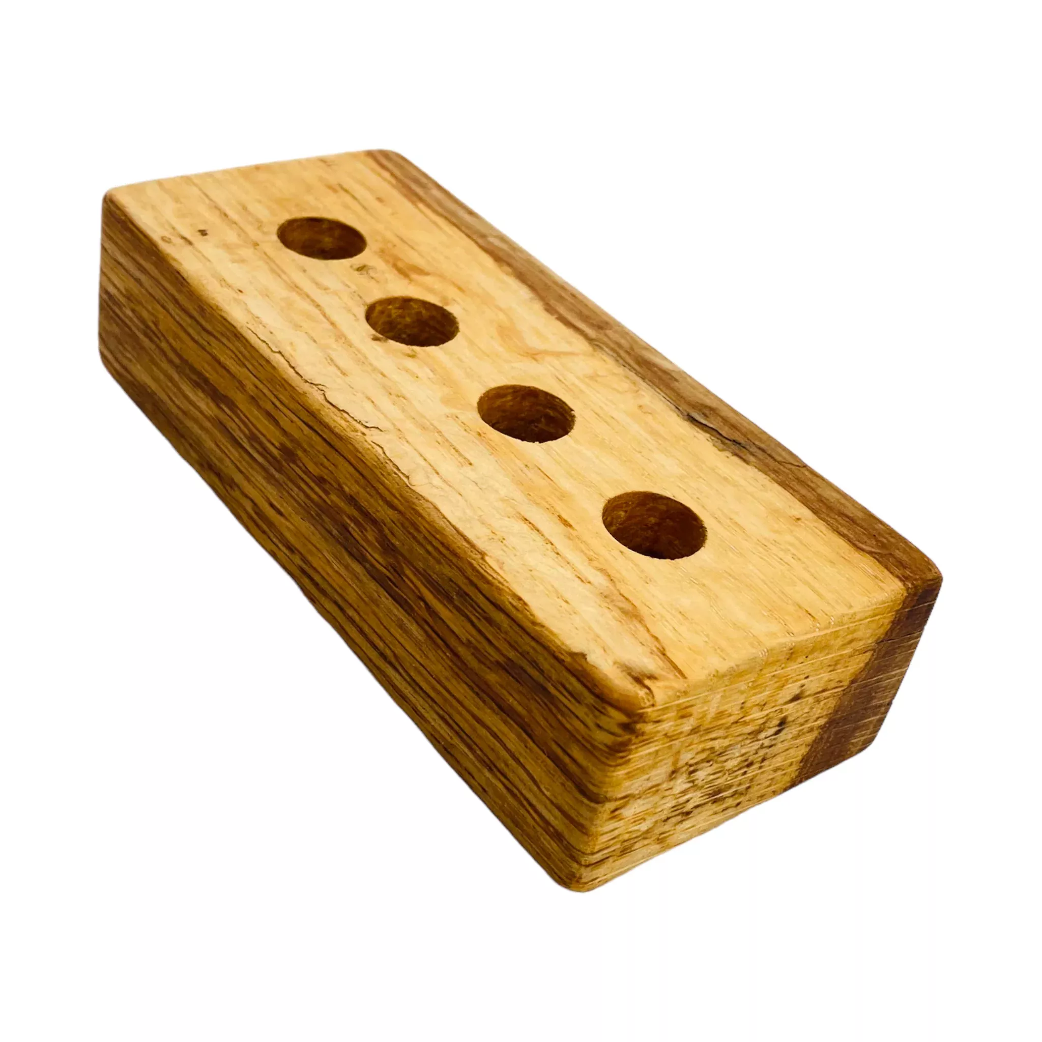 4 Hole Wood Display Stand Holder For 14mm Bong Bowl Pieces Or Quartz Bangers - Cork Oak