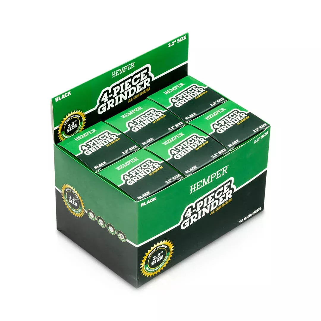 4-Piece Aluminum Herb Grinder - Large - Display - 12ct