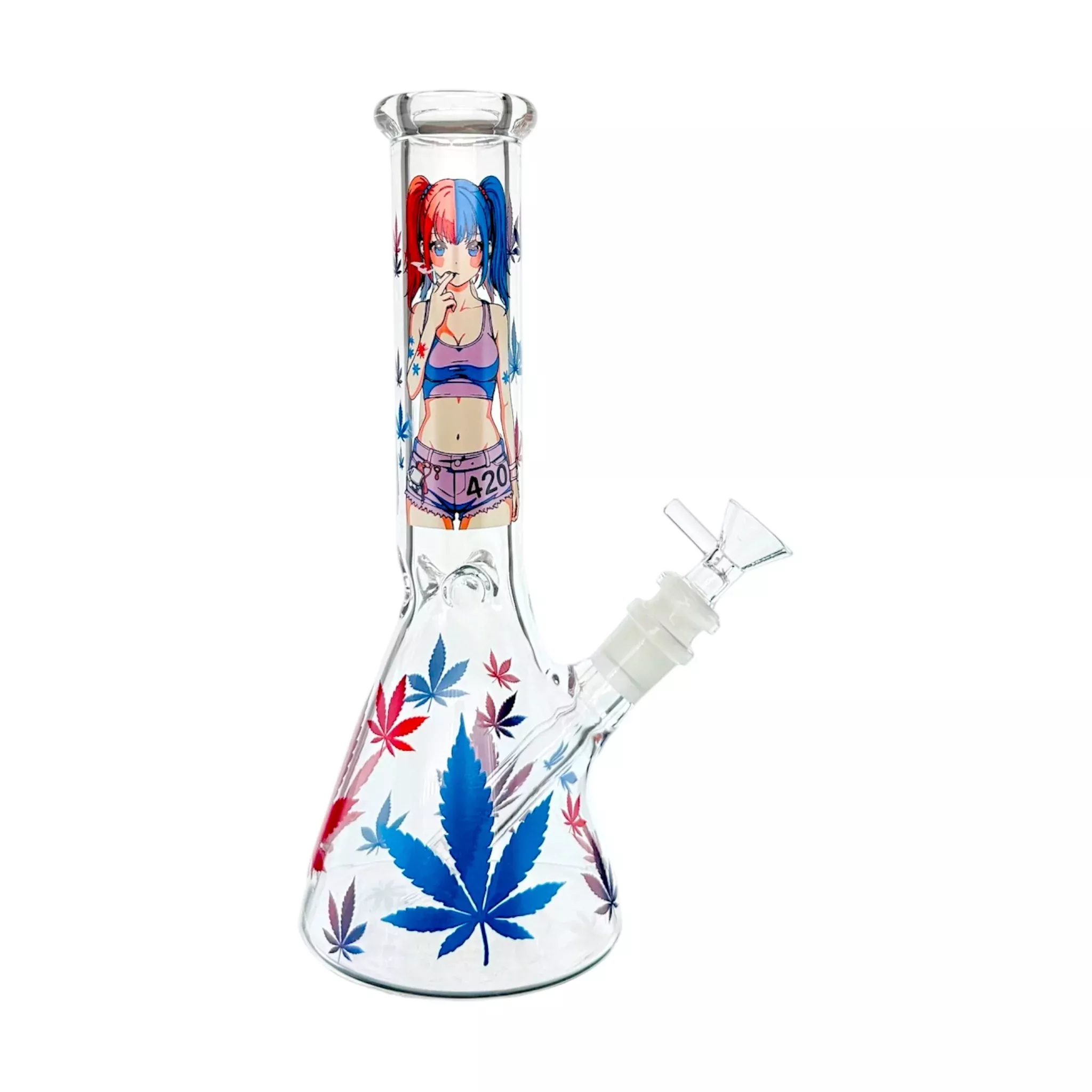 420 Anime Girl Glass Water Pipe Bong 10 Inches