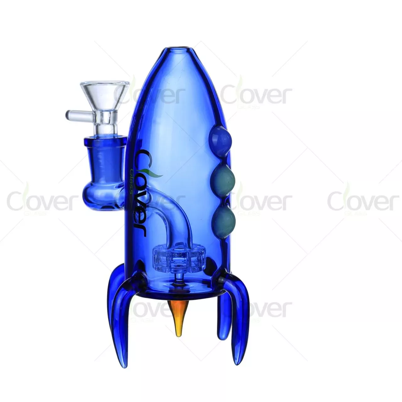 5.9″ 5mm Blue Rocket Ship Glass Dab Rig with Matrix Perc | Wholesale Water Pipe