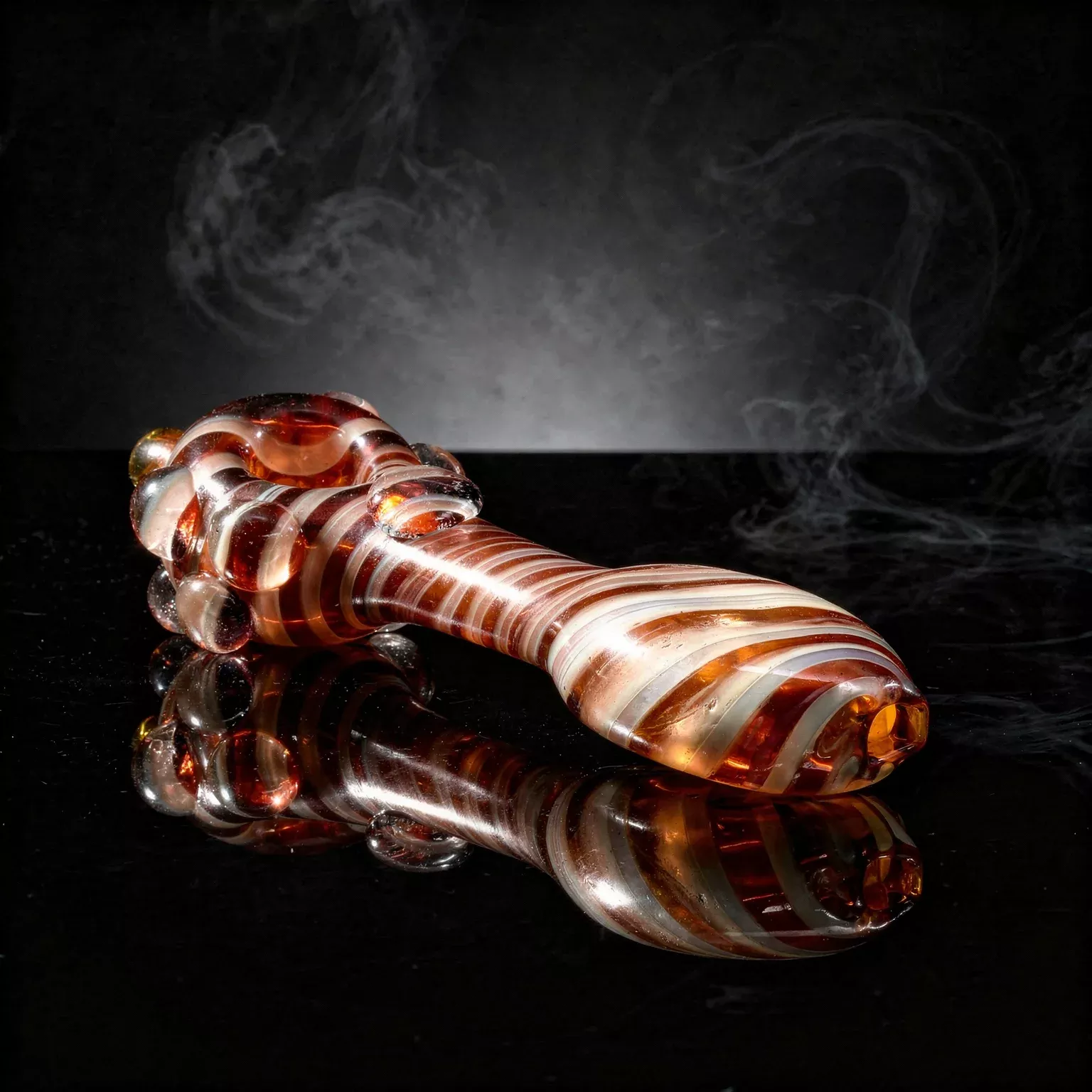 5" Fumed 3-Hole Spoon w/ Flattened Mouthpiece and Steamroller Style Carb Hand Pipe