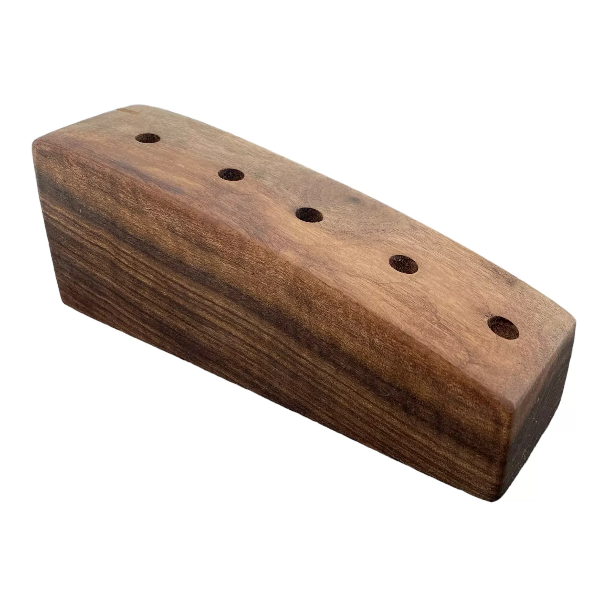 5 Hole Wood Display Stand Holder For 10mm Bong Bowl Pieces Or Quartz Bangers - Black Walnut Burl