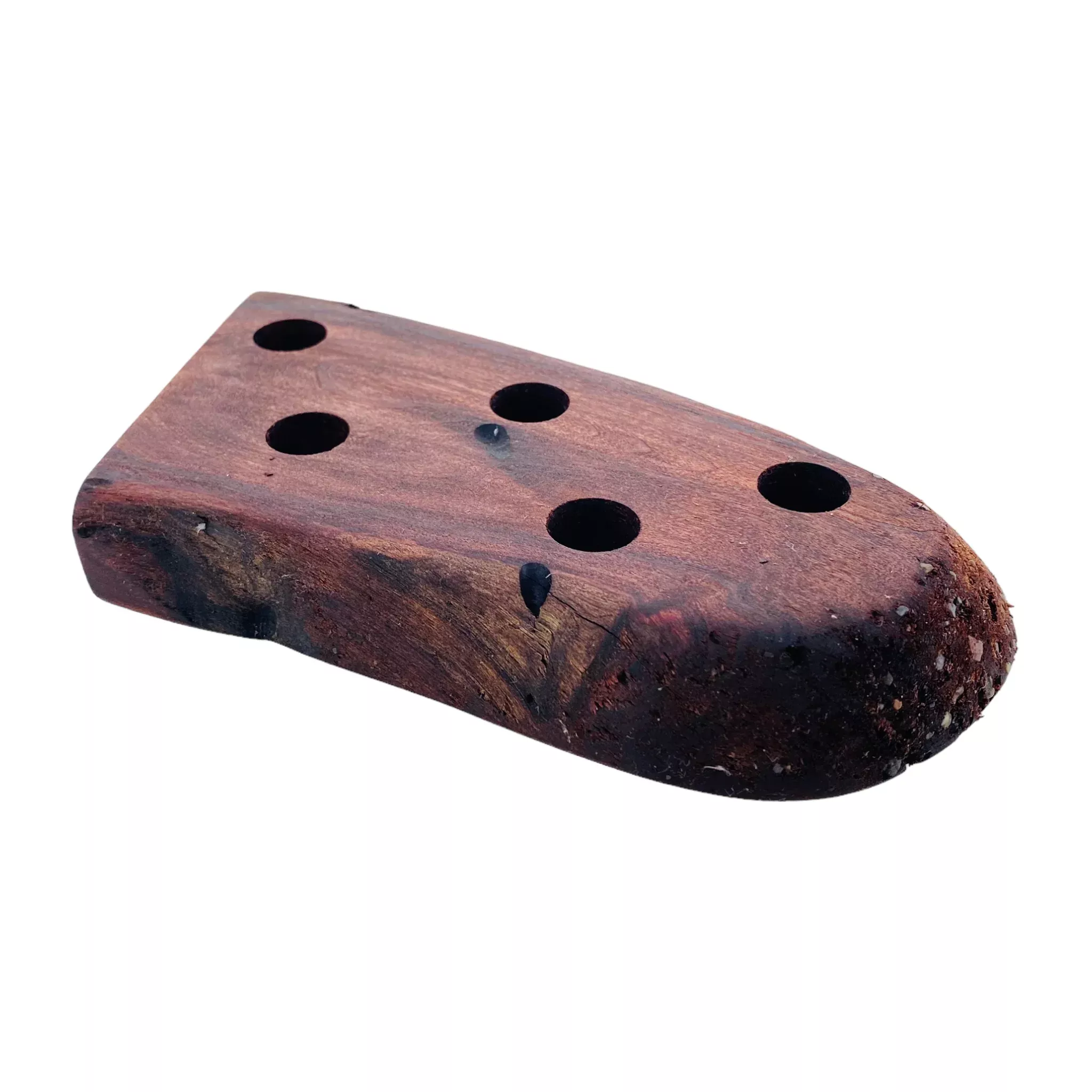 5 Hole Wood Display Stand Holder For 14mm Bong Bowl Pieces Or Quartz Bangers - Red Wood Burl With Live Edge