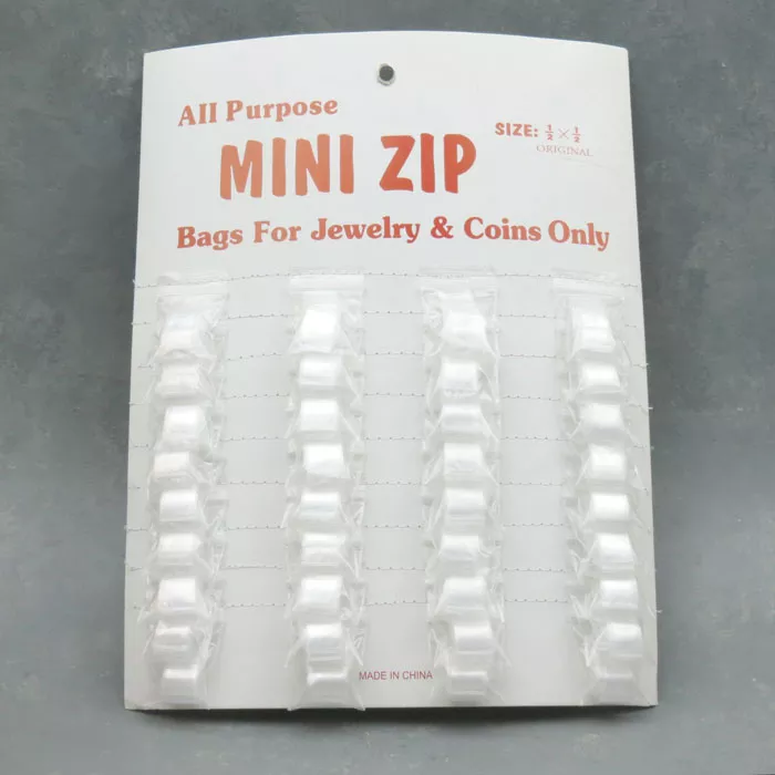 .5″ x .5″ Mini Zip Baggies (36 9-Pack Bags/Display)