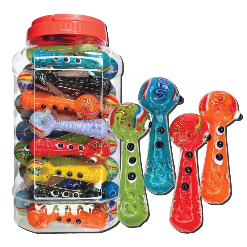 52 PCS – JAR #68 Assorted Color Raised-Dot Glass Hand Pipes – Wholesale
