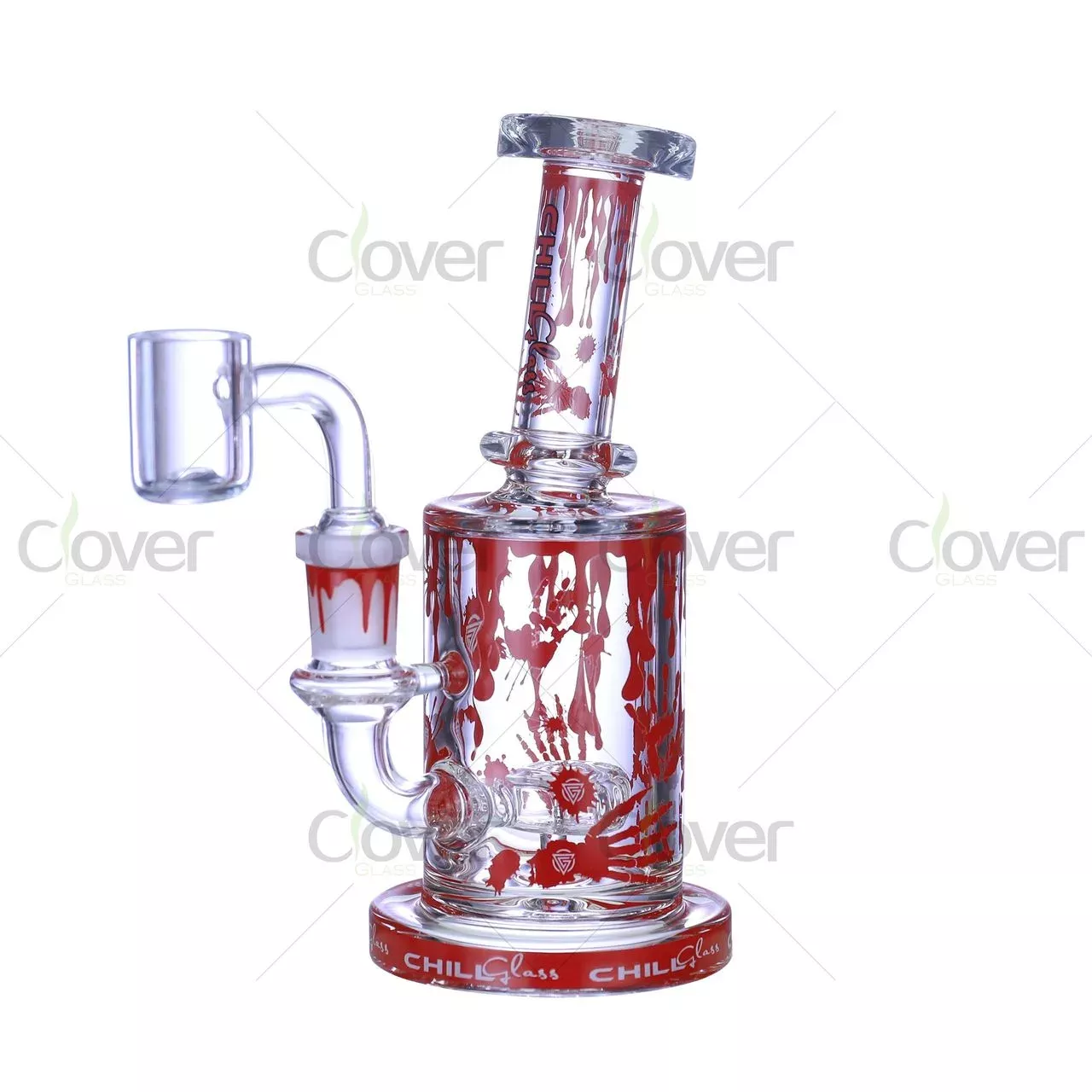 6.1″ Red Blood Splatter Dab Rig with 14mm Joint – Thick Glass Mini Oil Rig