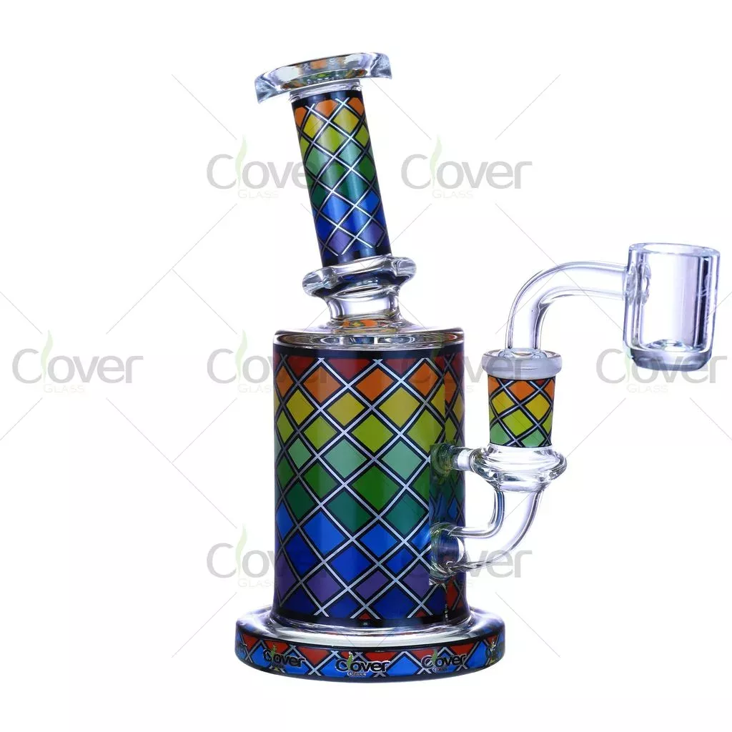 6.10 Inch Lattice Pattern Dab Rig | Compact Color Glass Rig | 5mm Thickness