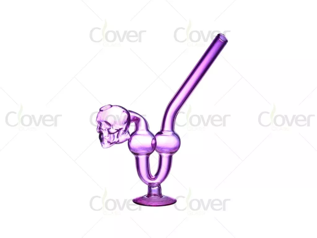 6.3″ Skull Oil Burner Pipe with Dual Bubble Base – Colorful Borosilicate Glass Design