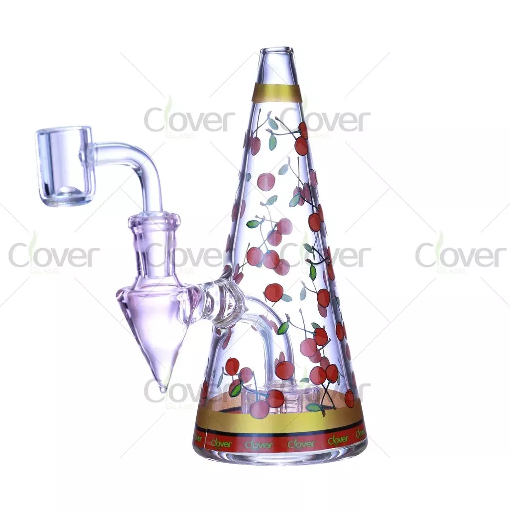 6.5″ Fruit Pattern Cone Glass Water Pipe with 14mm Female Joint | Clover Glass