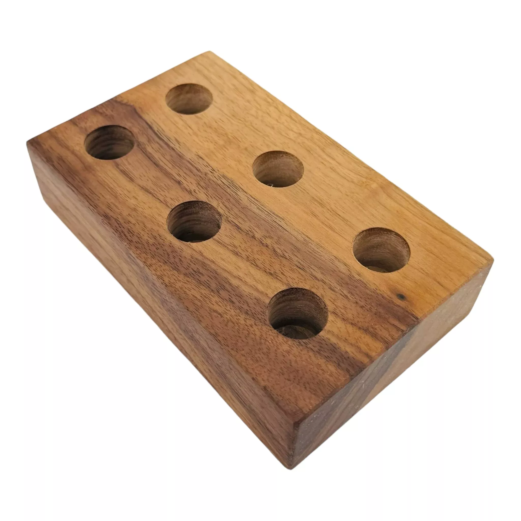 6 Hole Wood Display Stand Holder For 18mm Bong Bowl Pieces Or Quartz Bangers - Black Walnut