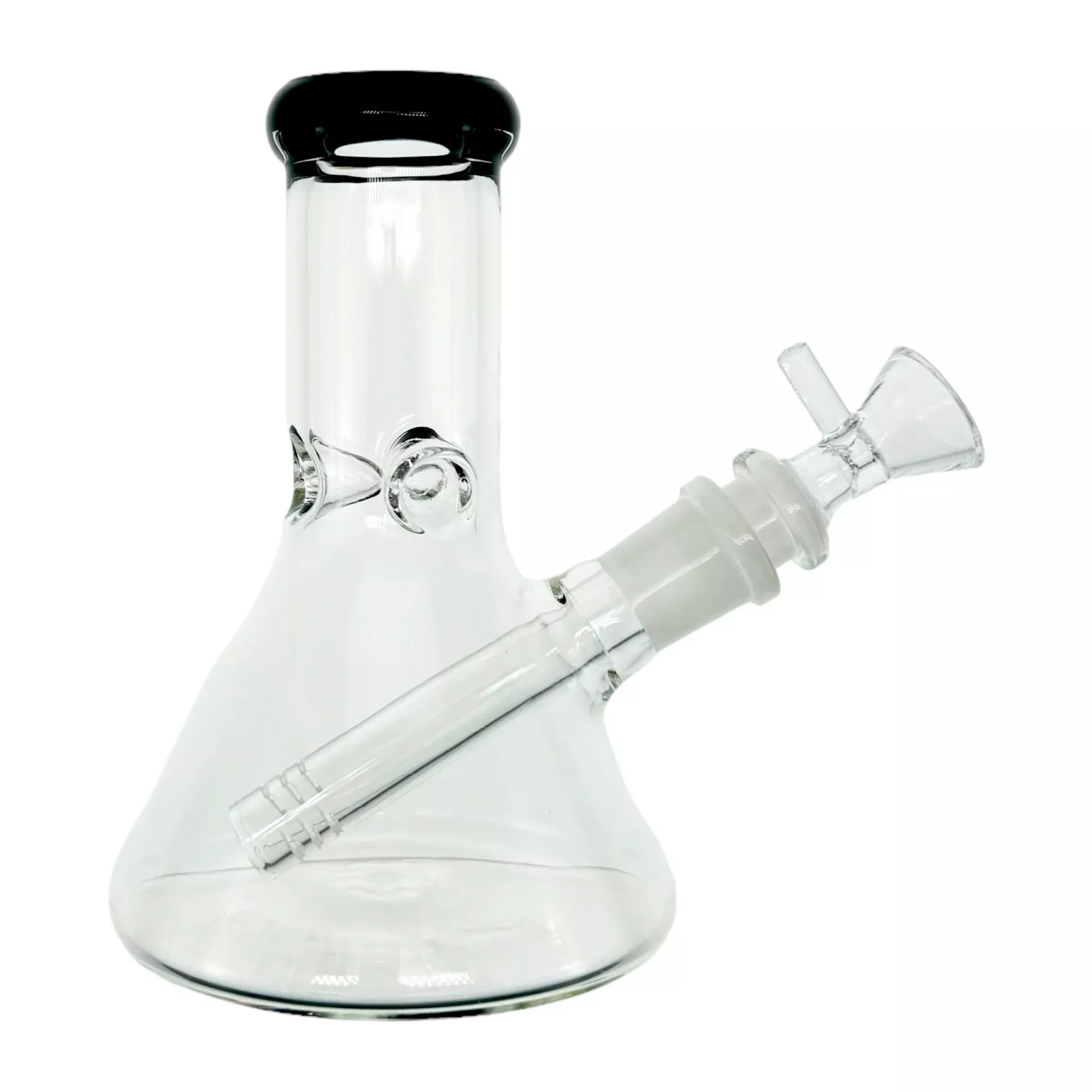 6 Inch Clear Beaker Bong With Black Color Lip