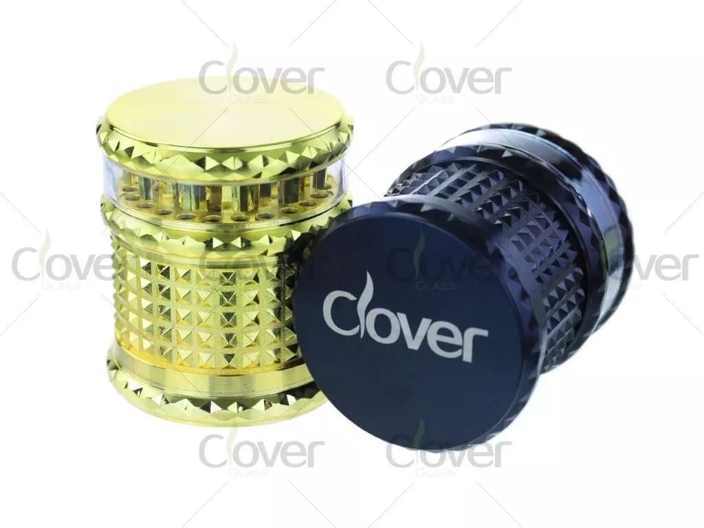 6-Piece Aluminum Alloy 4-Part Grinder Set – 63mm Textured Design with Clear Chamber