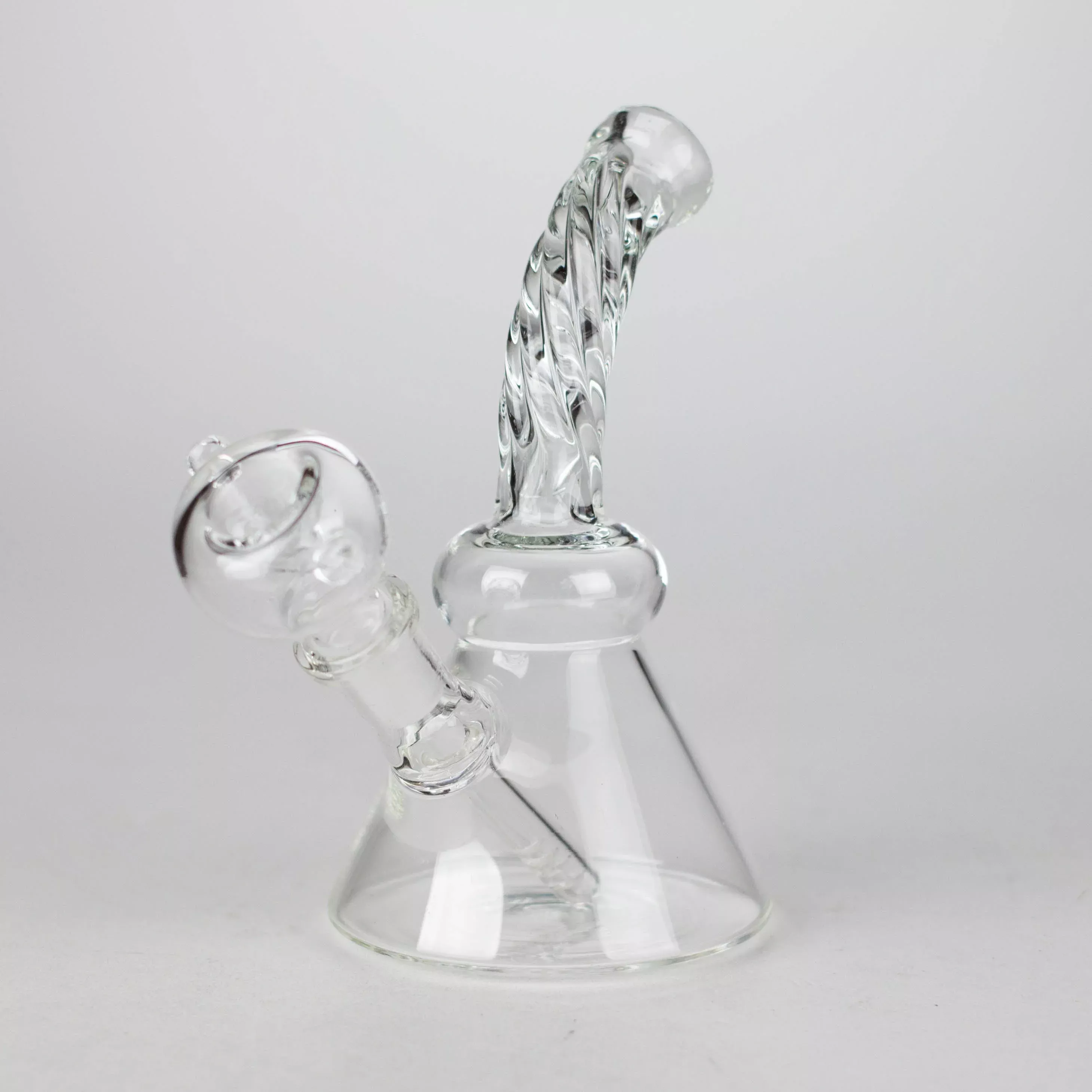 6" Twist Neck Stemless Bong with Built-In Diffuser & 14mm Bowl
