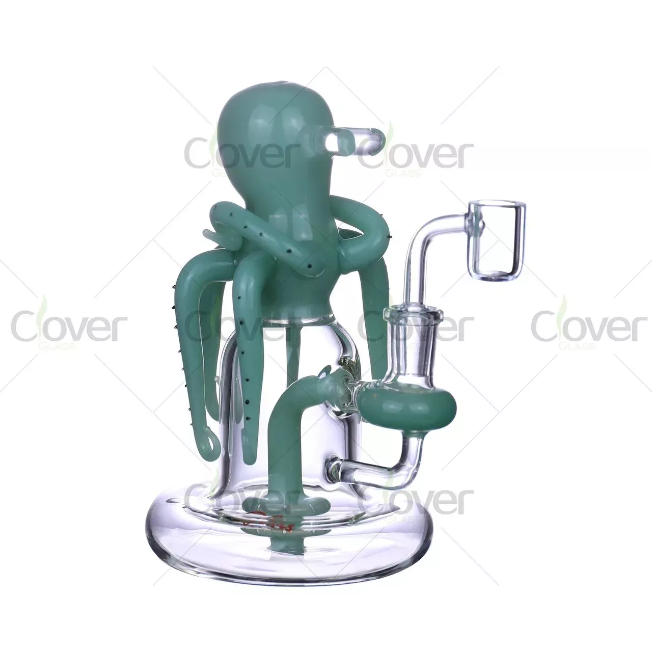 7.4″ Octopus Perc Dab Rig – Handcrafted Tentacle Design with Recycler Function, 5mm Thick Glass