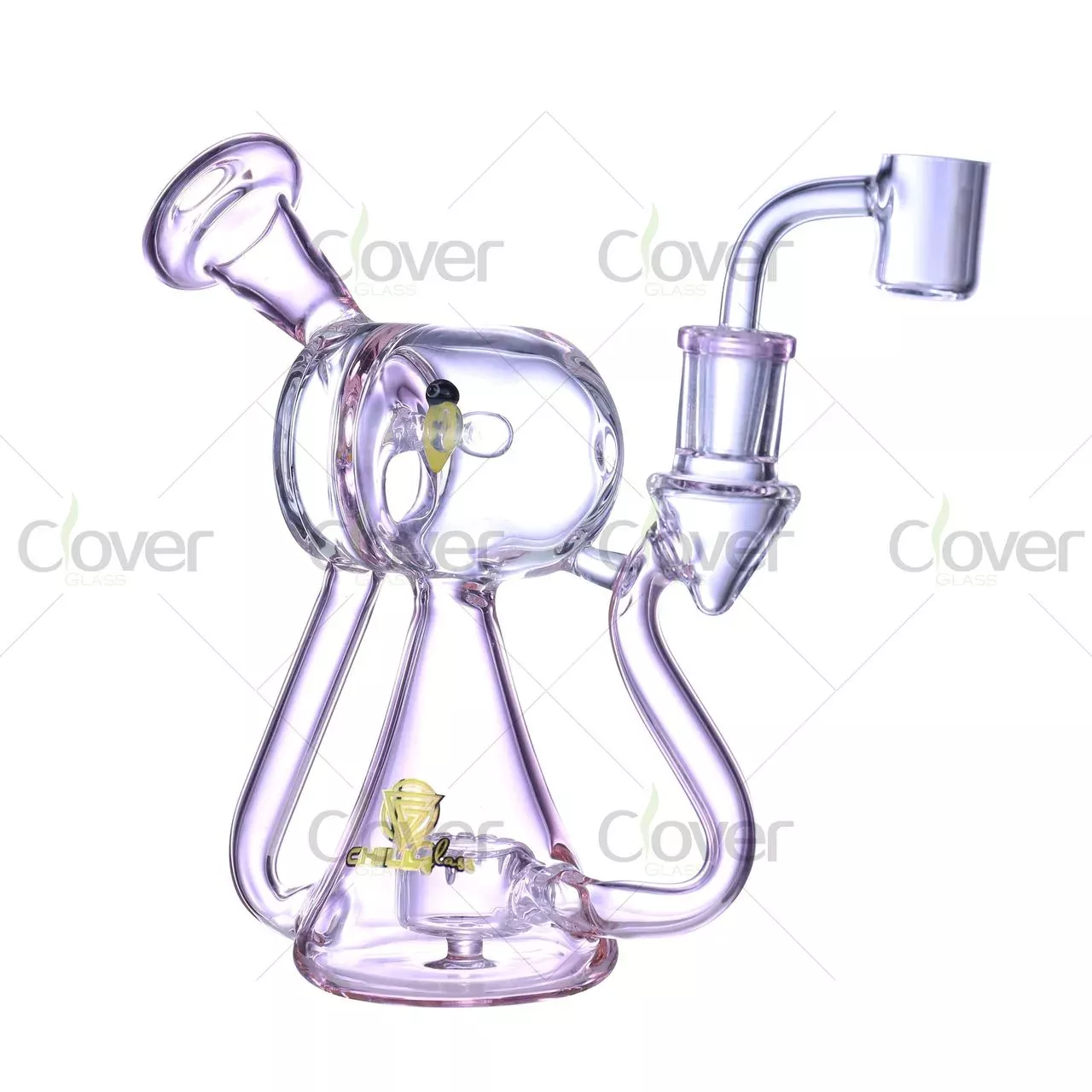 7.5″ Unique Triangle Frame Mini Recycler Dab Rig with Color Accents – 5mm Thick Glass