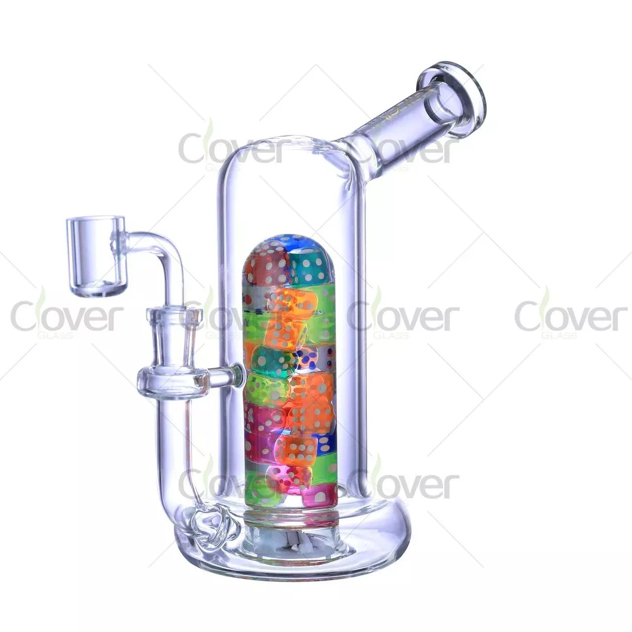 7.87″ LED Dice Stack Dab Rig – Glow-in-the-Dark Dice Perc with Light-Up Base, 5mm Thick Glass