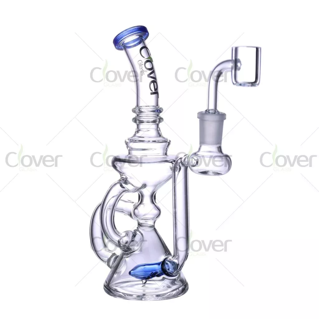 7.9” Mini Recycler Dab Rig – 14mm Joint, Dual Arm Loop, 5mm Thick Glass | CloverGlass