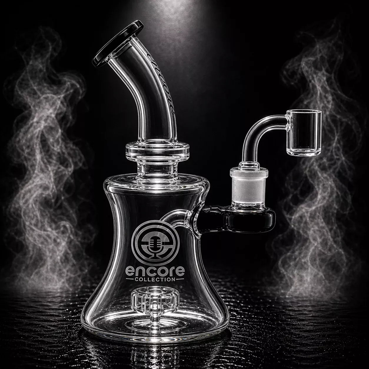 7" Encore Collection Hourglass Banger Hanger Dab Rig w/ Color Mouthpiece and Joint Accents