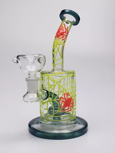 7" Glow in the Dark mini can wrapped in spider webs