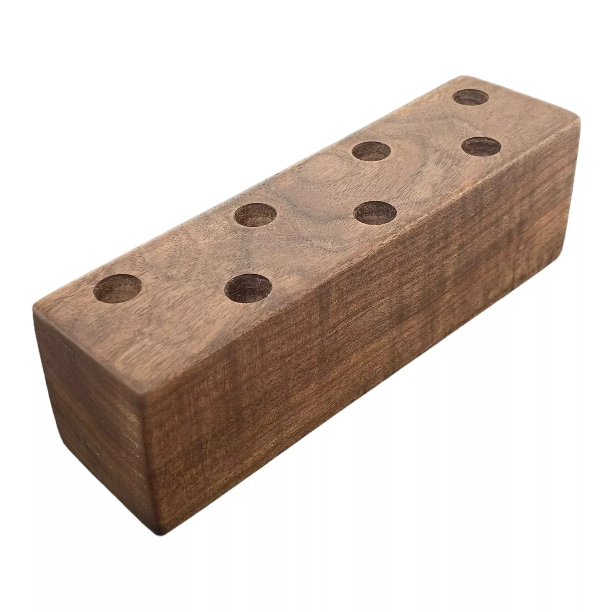 7 Hole Wood Display Stand Holder For 14mm Bong Bowl Pieces Or Quartz Bangers - Black Walnut