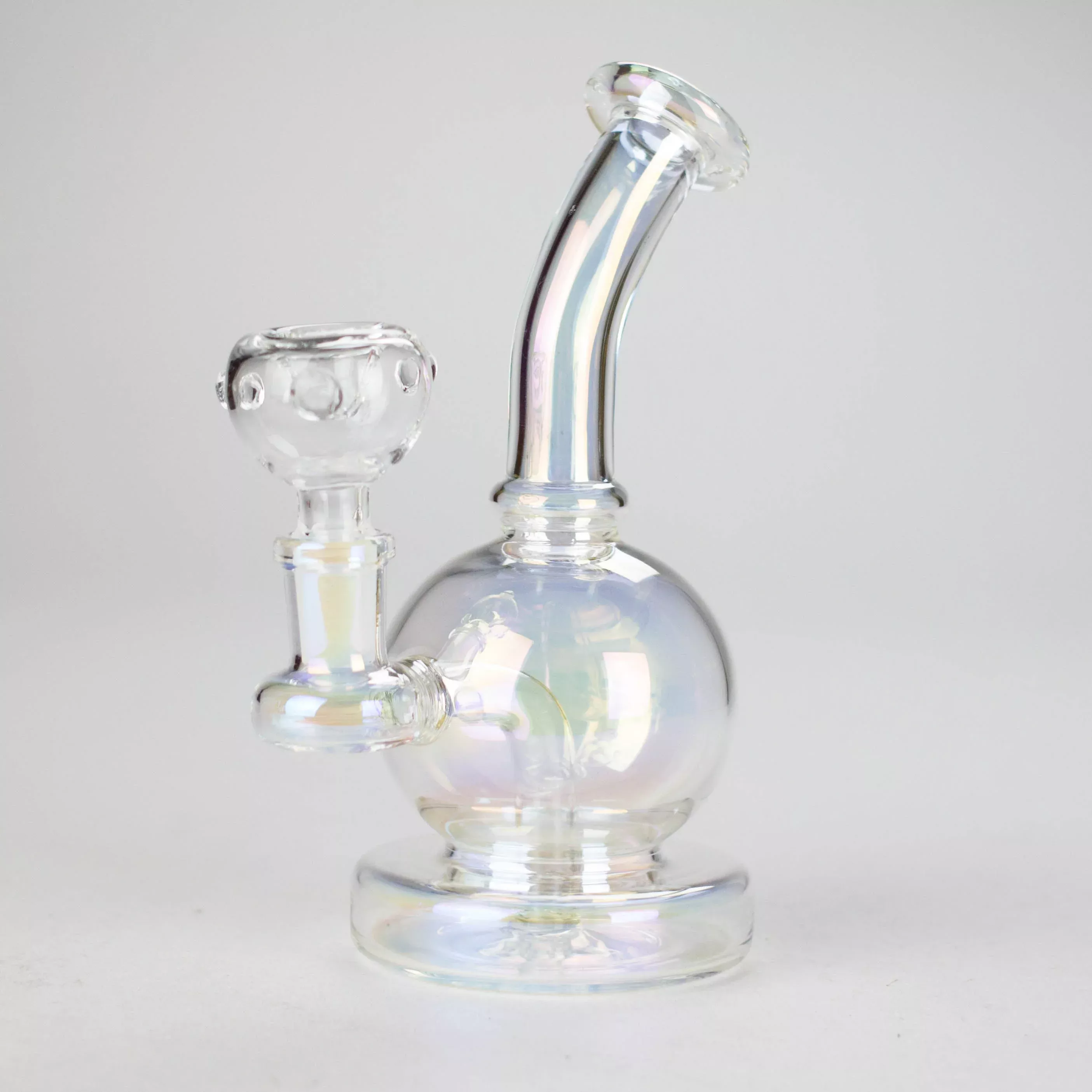 7" Solid Color Electroplate Glass Bong – 14mm Bowl Water Pipe