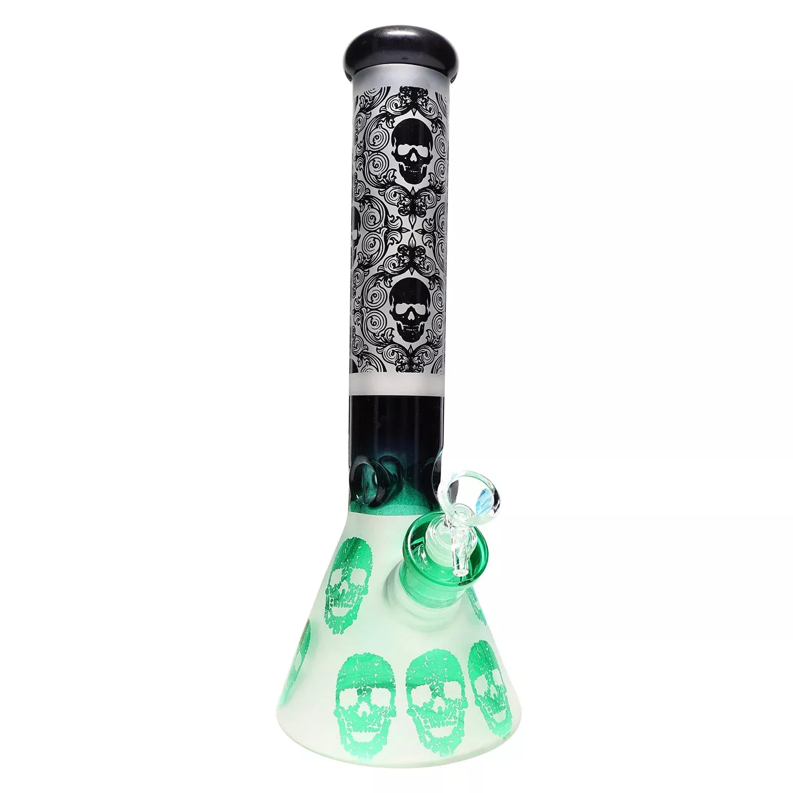 7mm Thick Glass Skull Bong 14"
