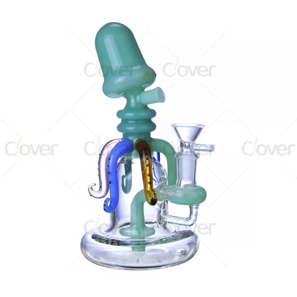 8.07″ Octopus Tentacle Recycler Dab Rig | 5mm Thick Colored Glass Water Pipe Wholesale