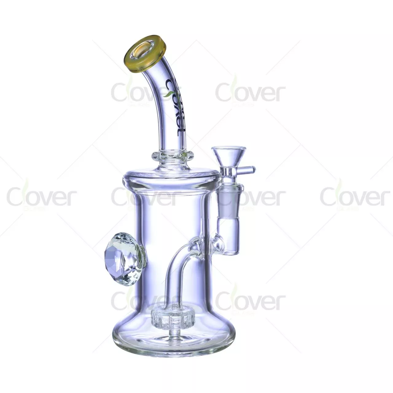 8.26″ 5mm Amber Rim Diamond Side Cheap Dab Rig with Gear Perc | Wholesale Clear Glass Water Pipe