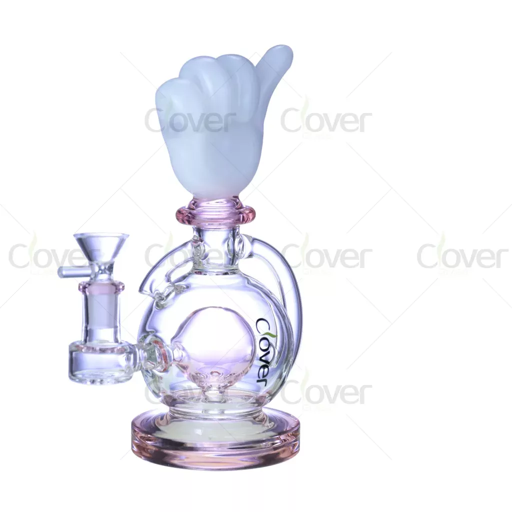8.26″ Recycler Glass Bong with Hand Sculpture Top Perc Water Pipe | 5mm Thick Colored Scientific Glass Bong Wholesale