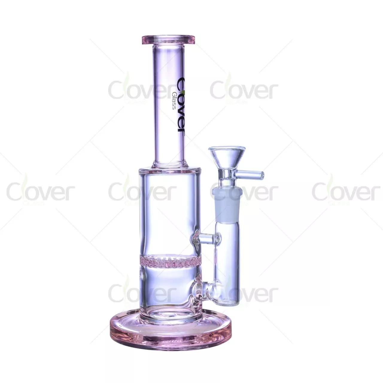 8.27″ 5mm Pink-Tinted Straight Tube Bong with Honeycomb Perc | Wholesale Water Pipe