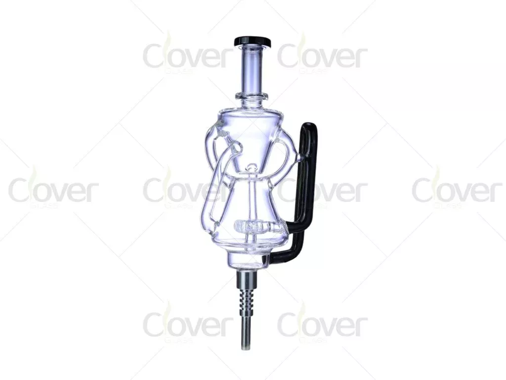 8.4 Inch Glass Nectar Collector with Dual Loop Chamber | NC Dab Straw | Stainless Steel Tip Kit