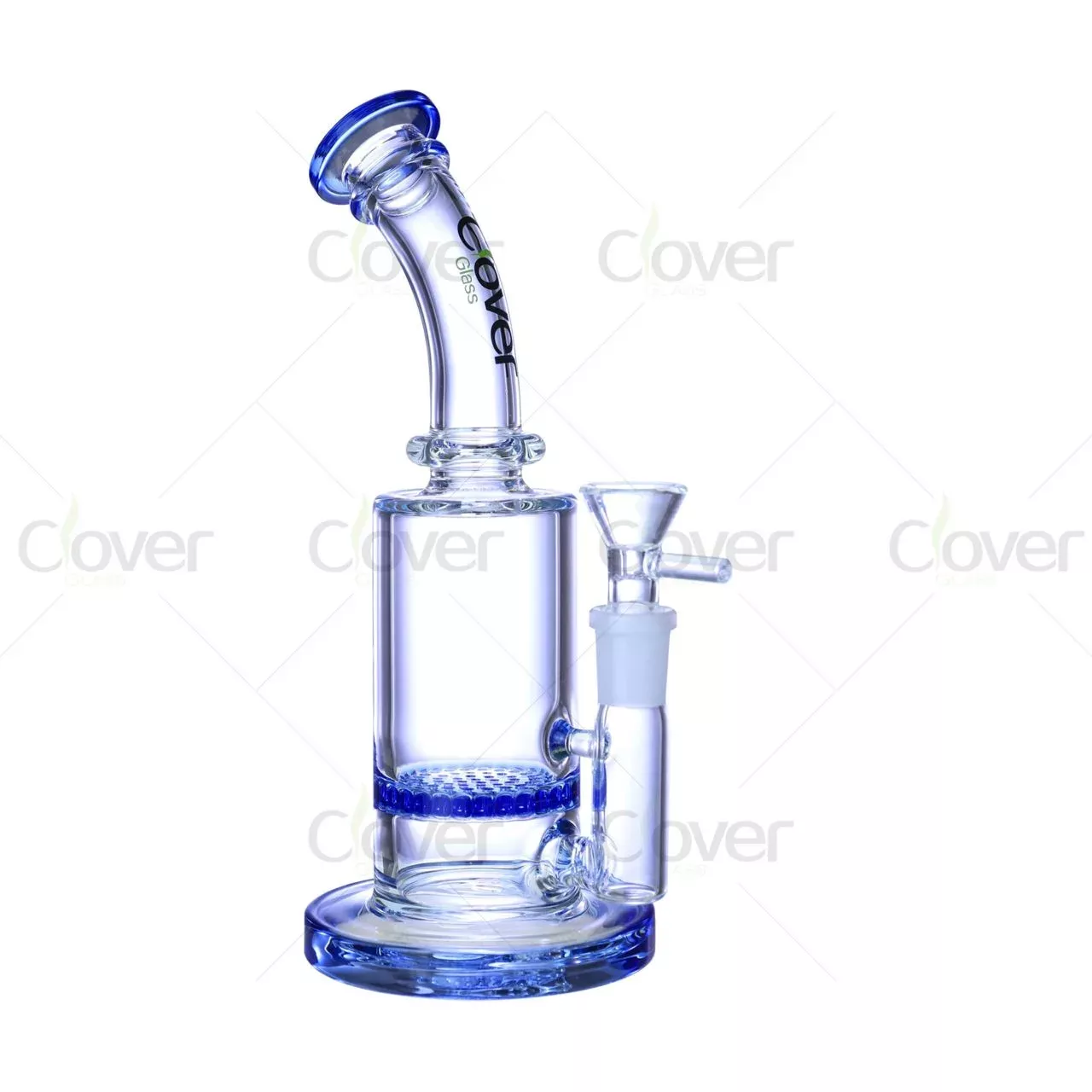 8.46″ 5mm Honeycomb Perc Dab Pipes | Multi-Color Accents (Green/Blue/Purple/Pink)