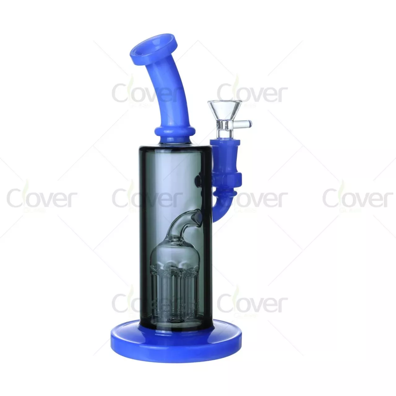 8.46″ 5mm Smoke Grey & Blue Mini Dab Rig with Tree Perc | Compact Water Pipe