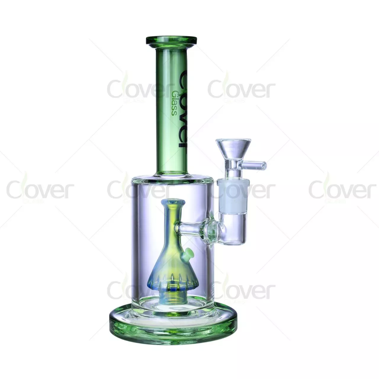 8.66″ 5mm Green Straight Tube Glass Bong with Cone Perc | Wholesale Water Pipe