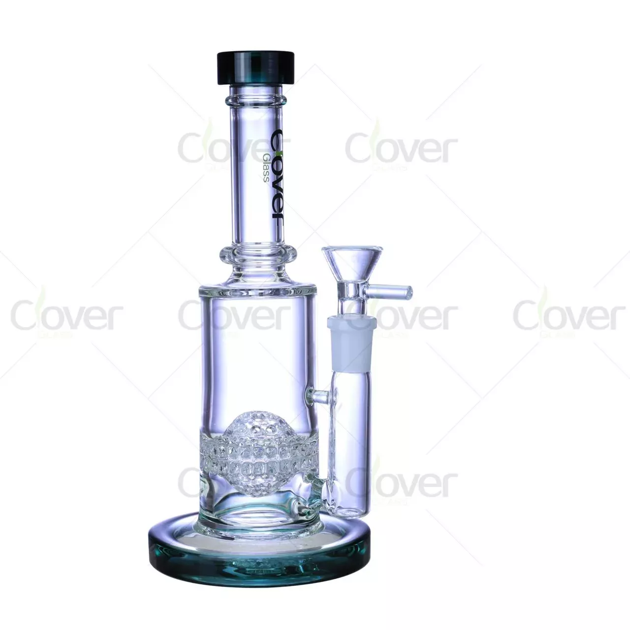 8.66″ 5mm Teal Accent Straight Tube Bong with Matrix Ball Perc | Wholesale Water Pipe