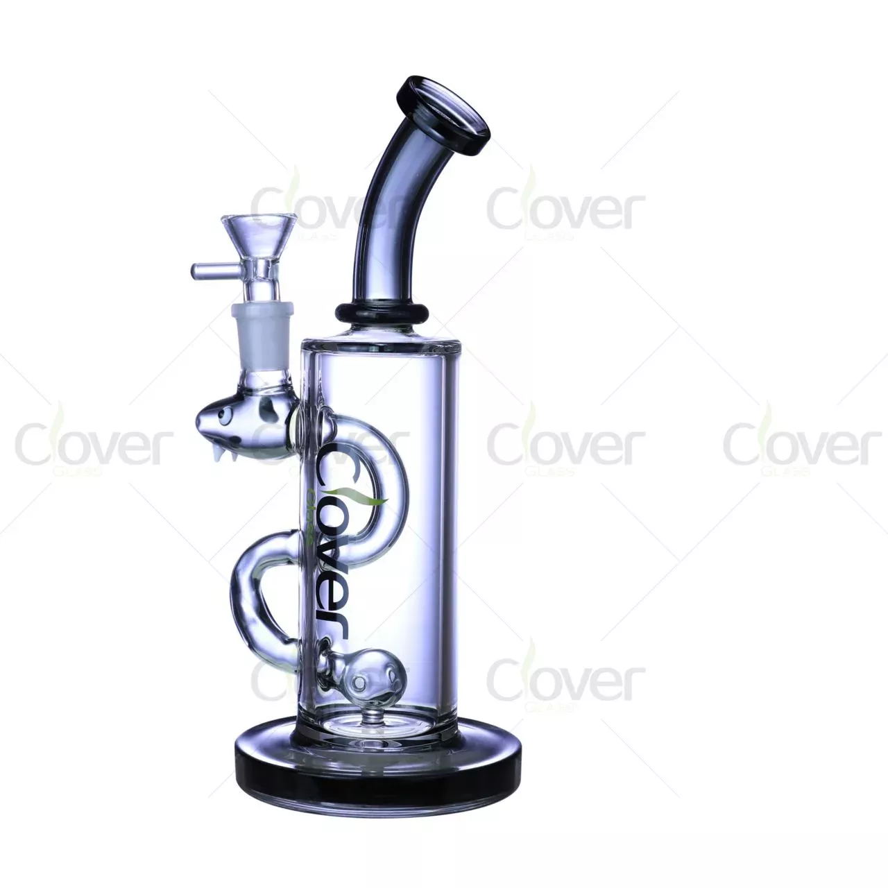 8.86″ 5mm Smoke Grey Snake Recycler Dab Rig | Novelty Animal Water Pipe