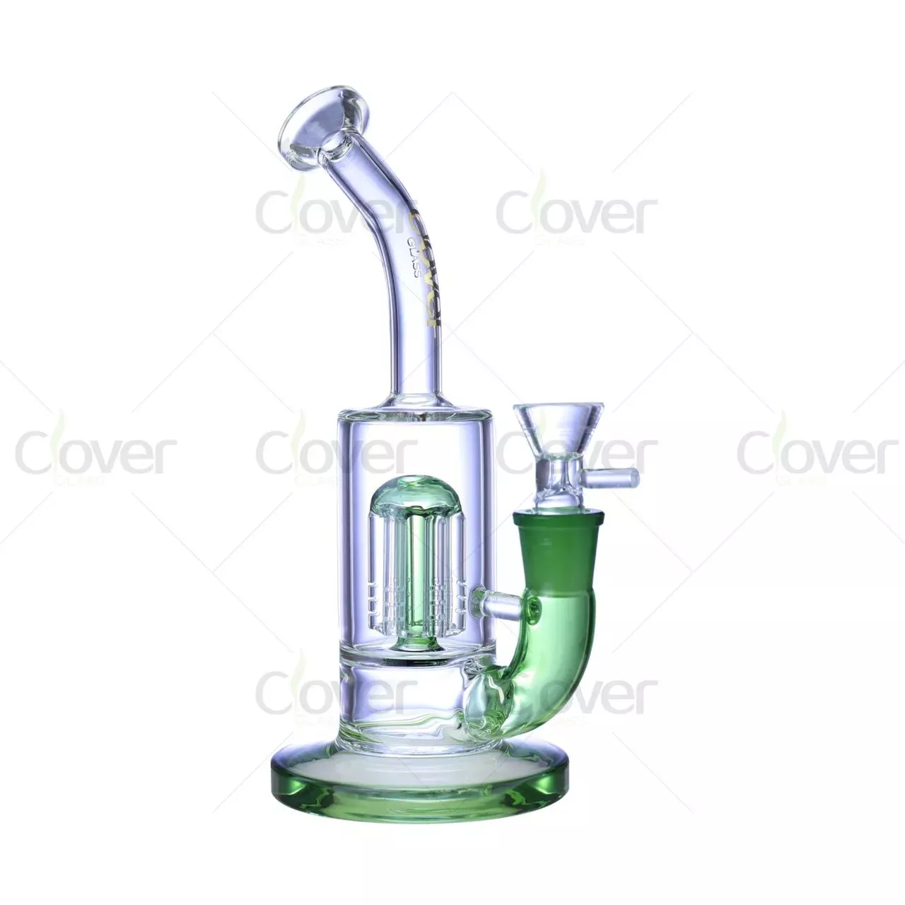 8.86″ Clover Glass Green Accent Tree Perc Dab Rig | 18mm Bowl Water Pipe Wholesale